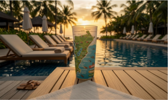 Copo personalizado para hotéis e resorts: o guia de decisão para áreas de piscina, bar e all-inclusive